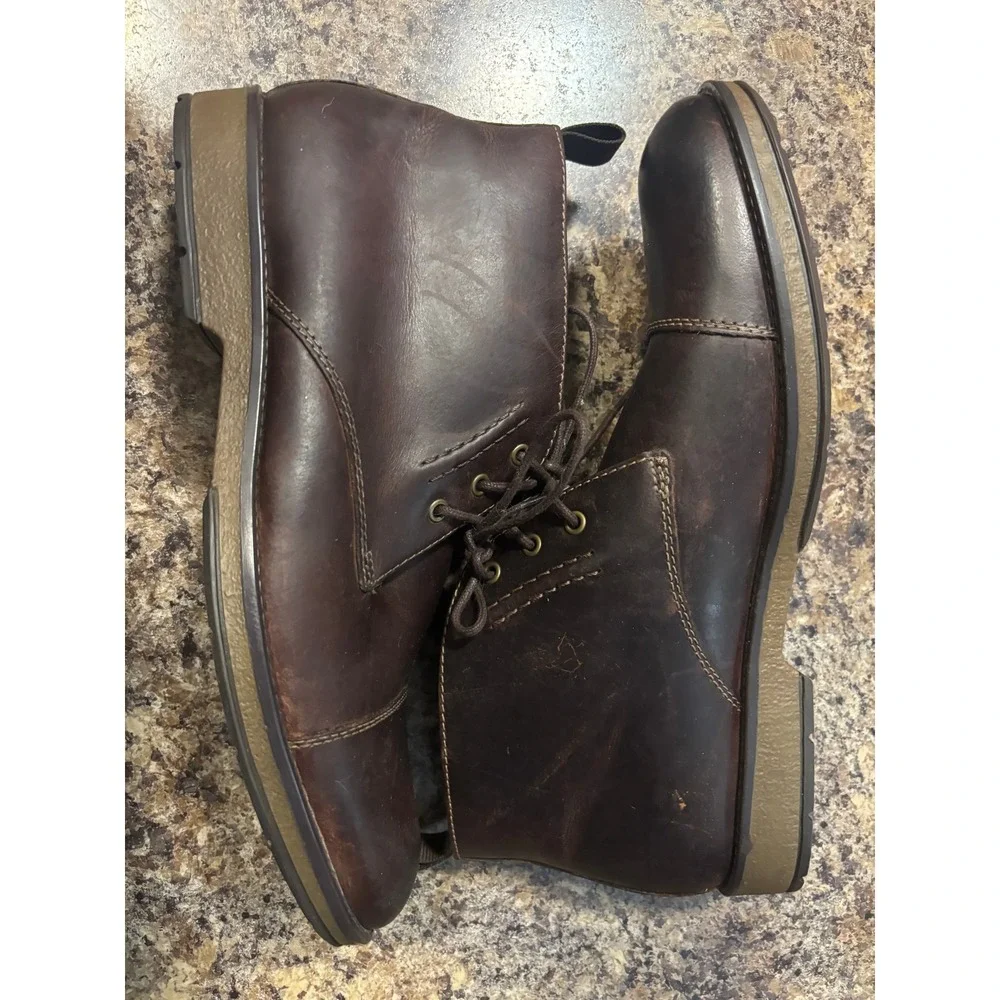 Clarks Hinman Mid Mahogany Leather Cap Toe Chukka Boots Mens 12 M Brown Lace Up
